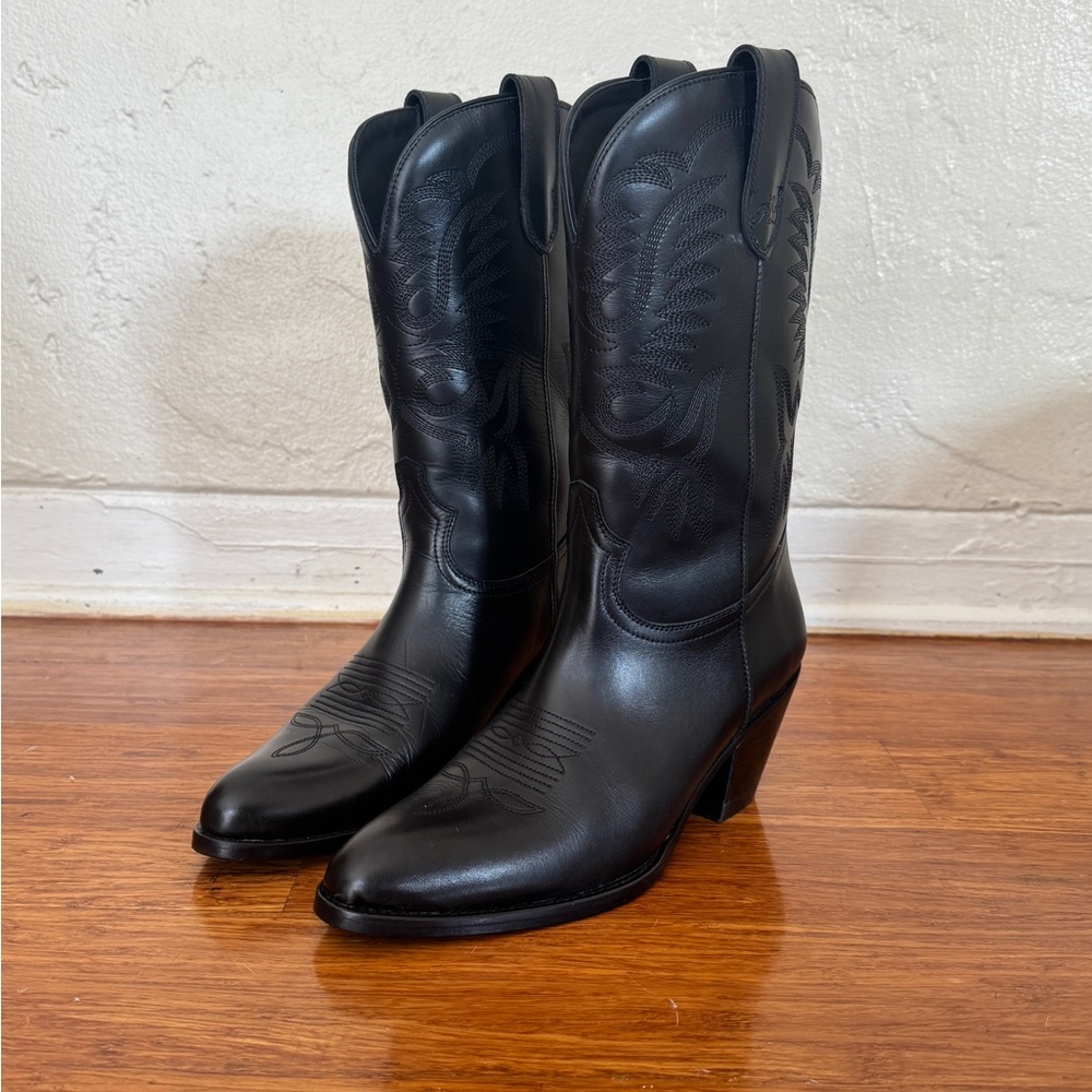 Polo Ralph Lauren - Black Leather Western Boots 7.5